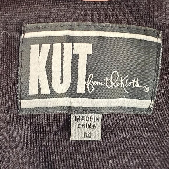 KUT From The Kloth Black Faux Leather Open Front Cardigan Sz M - Picture 6 of 9